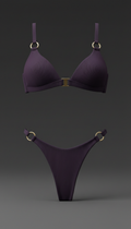 Midnight Plum High-Leg Bikini Gold Hardware