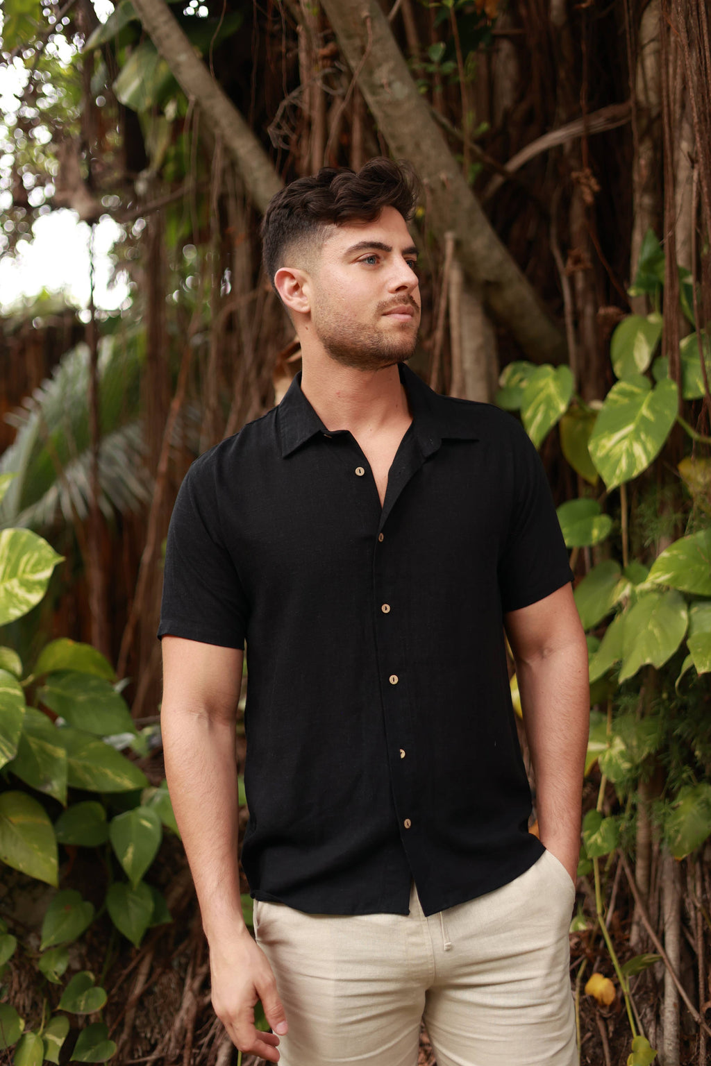 Salty Weekend Black Summer Nights Button Down