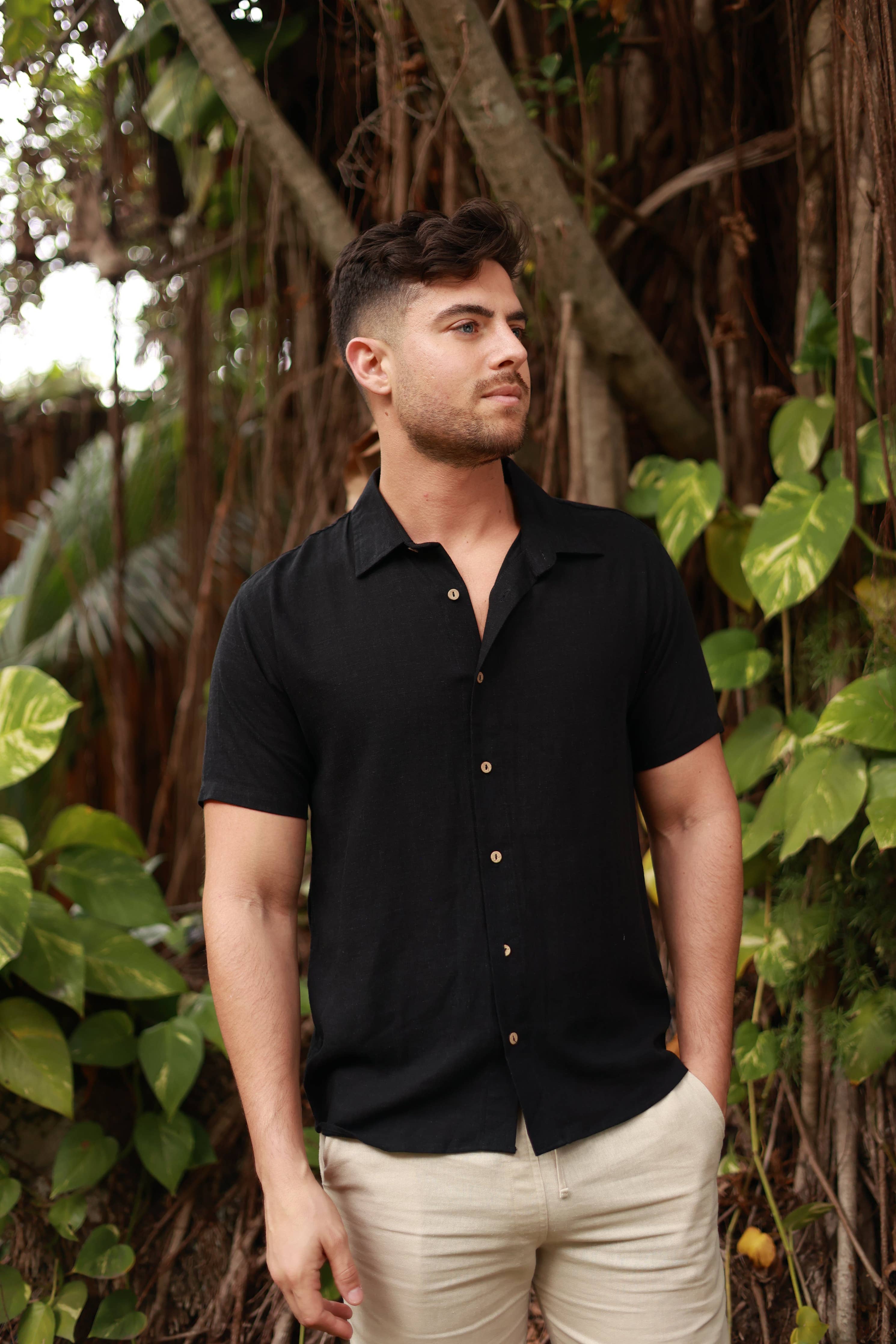 Salty Weekend Black Summer Nights Button Down