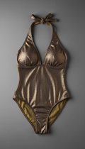 Gilded Bronze Halter Maillot Swimsuit