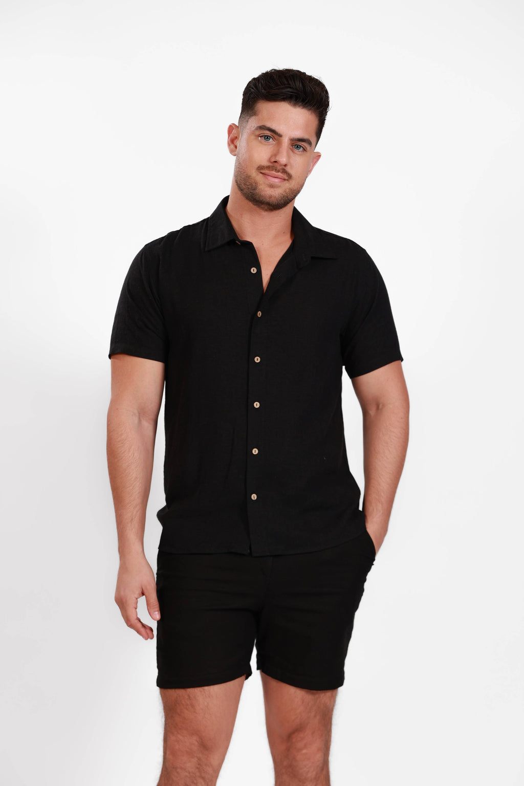 SALTY WEEKEND BLACK SUMMER NIGHTS LINEN SHORTS