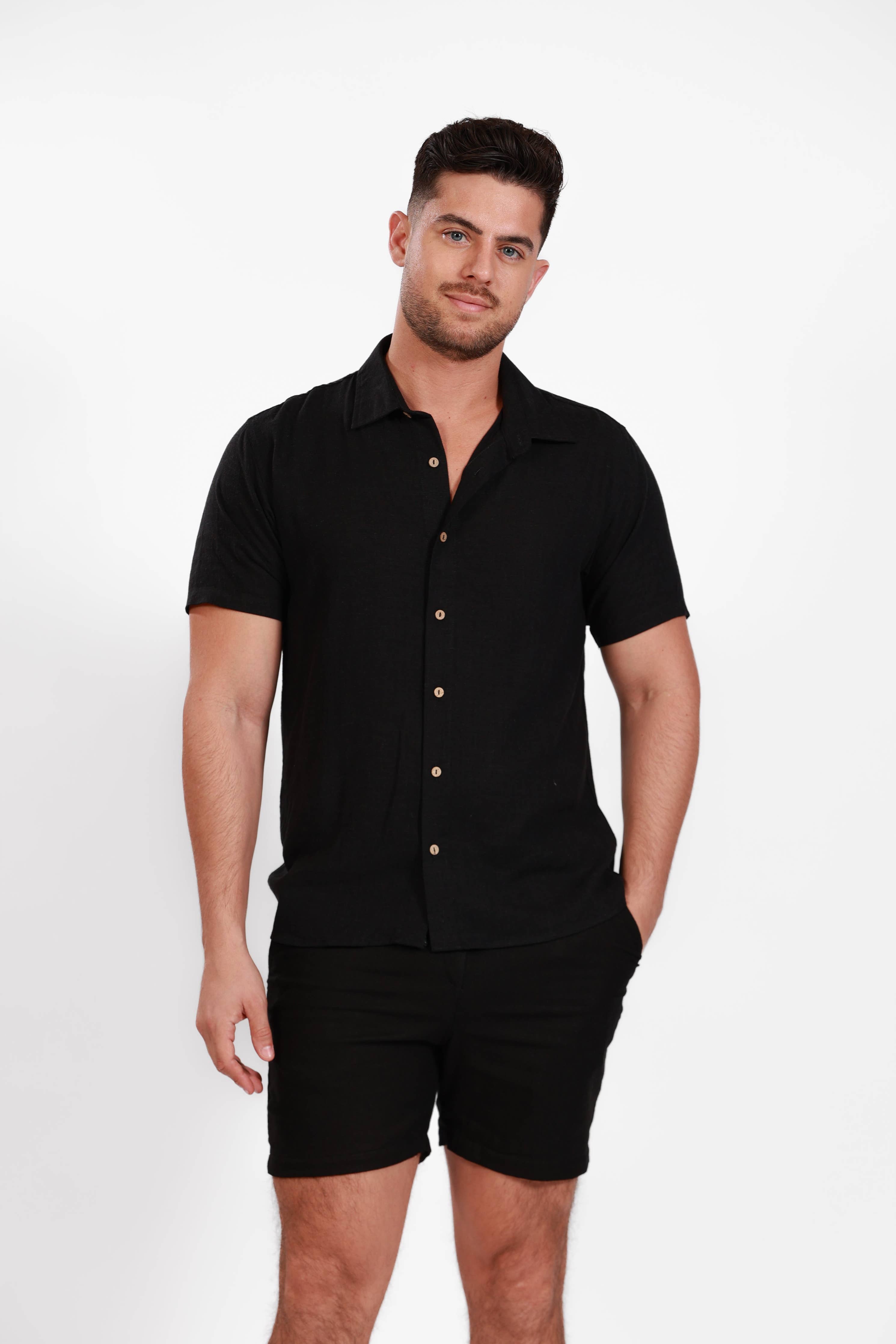 SALTY WEEKEND BLACK SUMMER NIGHTS LINEN SHORTS